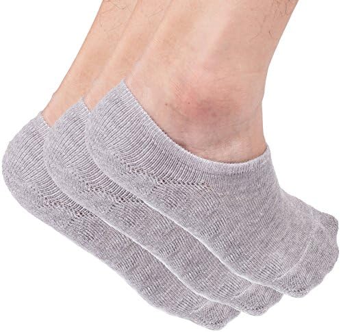 Laluna Men's No-Show Casual Socks Pack Of 3 Pairs Quality Cotton Non Slip Grey Medium