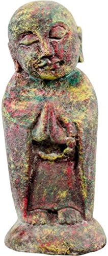 Amazon Com Volcanic Stone Statue Jizo Buddha Antiqued Home Kitchen