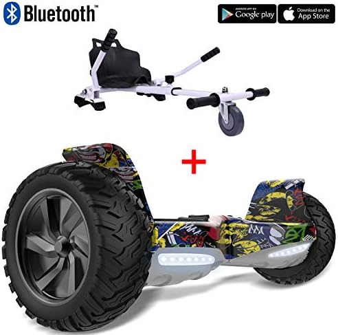 2WD Self Balancing Scooter 8.5 All Terrain Hummer Balance Board with APP Function Off-road 8.5 inch board UL Certified with UK Charger and Bluetooth Speaker.
