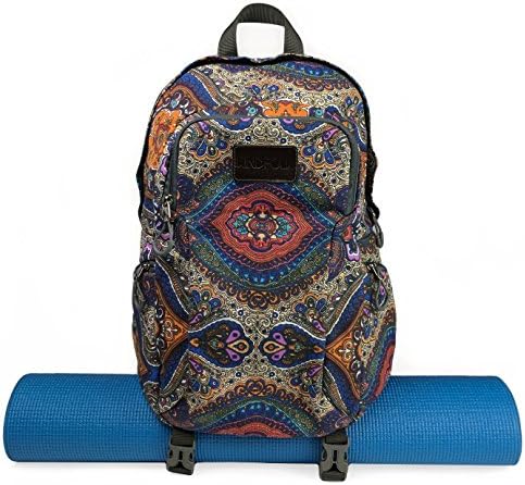 Yoga Mat Backpack Two Straps Patterned Canvas