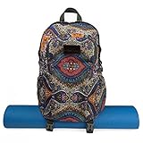 Yoga Mat Backpack Two Straps Patterned Canvas