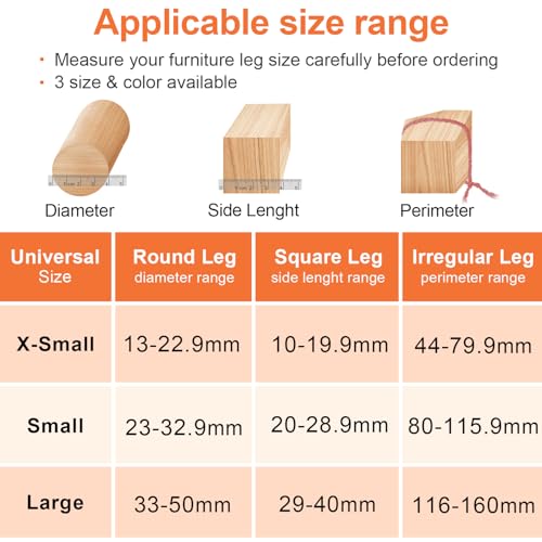 GICUNK 32 Pieces New Rubber Pads for Round Chairs, Silicone, Chair Leg Stoppers, Transparent Chair Feet Covers for Wooden Floors(Suitable for: 13-22.9 mm)