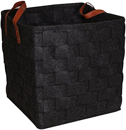 Felt Storage Baskets, Estorager Large Fabric Folding Knitted Containers Cubes (Big-DarkGray)