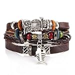 Botrong Fashion Unisex Men Women Braided Leather Stainless Steel Cuff Bangle Bracelet Wristband