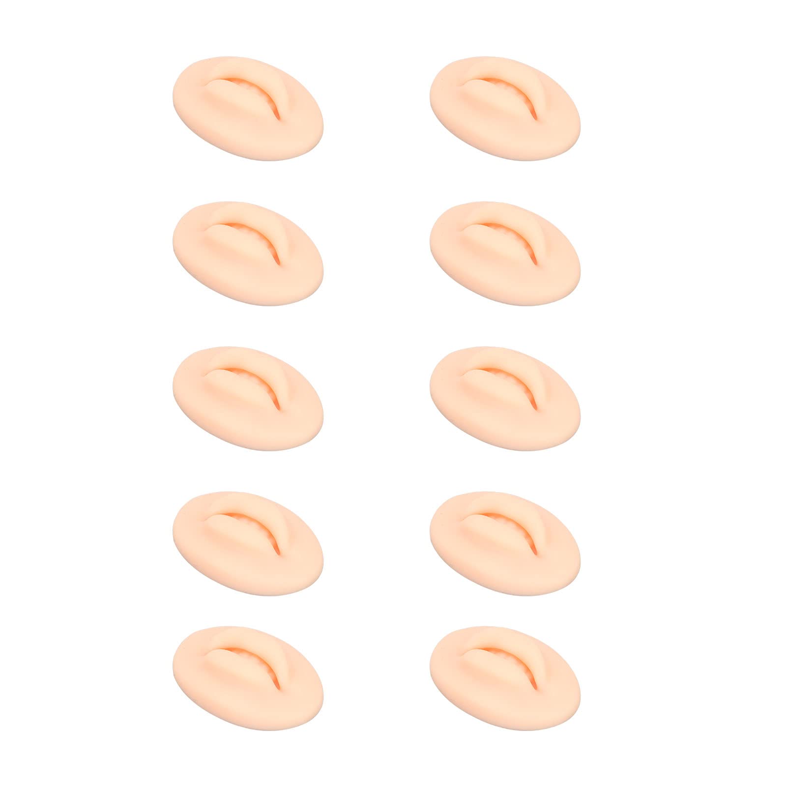 Tattoo Practice Lips, 10 Pcs Open Mouth Silicone 3D Fake Lips for Semi Permanent Tattoo Training (Light Skin Color)