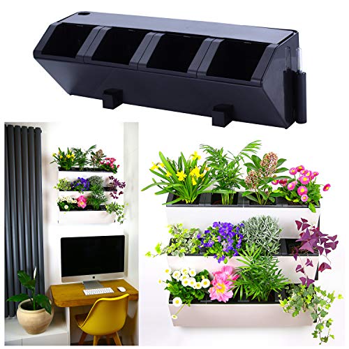 Self Watering Wall Planter by My Easygro | Indoor or Outdoor Living Wall Vertical Hanging Planter | Urban Garden Herbs Flowers Vegetables | Stand Wall or Balcony Mounted | (Black)