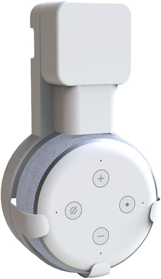 Echo Dot Wall Mount Hanger Stand for Dot 3nd Generation Case Hardware Brackets Hanger Stand Holder Compact Plug in Kitchens Bathroom (3rd gen White)