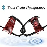 Mailiya Wood Grain Wireless Sport Bluetooth Headphones Sweatproof Stable Fit In Ear Workout Earbuds Ergonomic Running Earphones Premium Sound with Bass Noise Cancelling Microphone 8-Hour Working Time