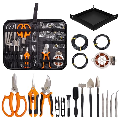 Bonsai Tools Kit 20 Pcs Garden Tools Set for Beginner, Gardening Gift