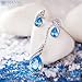 Qianse White Gold Plated Cable Chain Jewelry Set Made with Ocean Blue Swarovski Elements Crystal