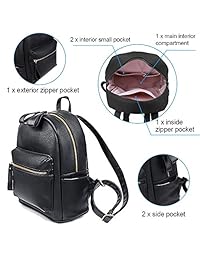 Mochila de piel sintética para mujer, estilo informal, mochila escolar para niñas, Negro