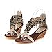 Carol Shoes Fashion Women's Tassels Zipper Chains Beaded T-straps Bohemian Style High Heel Wedges Sandals