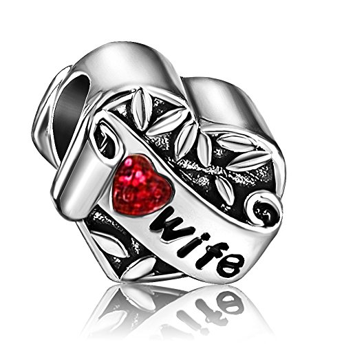 JMQJewelry Heart Love Birthstone Wife Charm Red Crystal Rhinestone Beads For Charms Bracelets