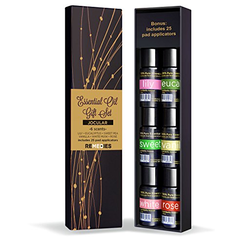Home Fragrance Aromatherapy Oil Set for Diffusers - 6 Aromatherapy Oil Bottles 15 Ml Each, Lily - Eucalyptus - Sweet Pea - Vanilla - White Musk - Rose.