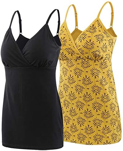 Topwhere Maternity Nursing Top Tank Cami, Women's Cotton Maternity Pajama Tops Sleep Bra for Breastfeeding