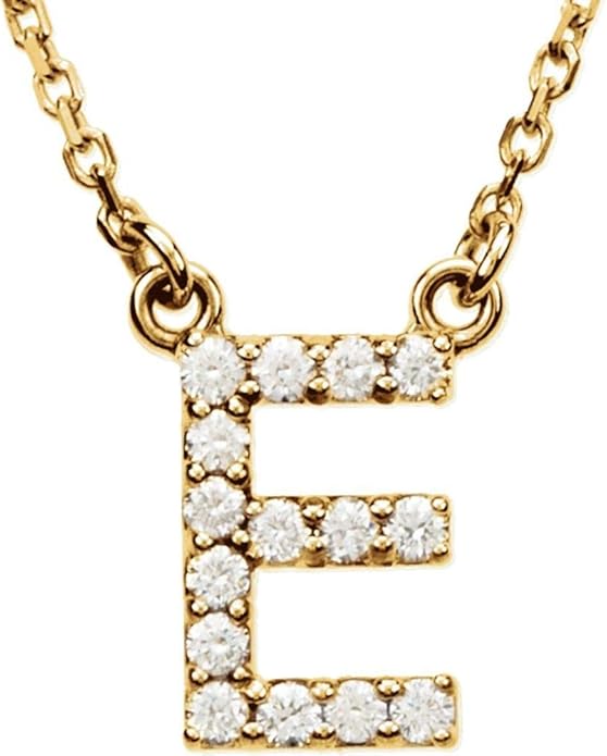 14ct Yellow Gold Letter"E" Diamond Necklace, 16" Amazon.co.uk Jewellery