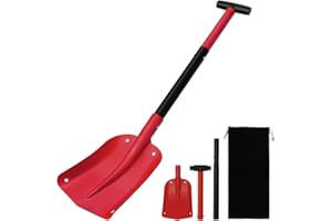 KINFAVOU 32" Aluminum Snow Shovel, Adjustable Heavy Duty Metal Shovel with Storage Box for Car, Driveway, Garden, and Camping