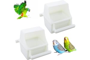 DQITJ 2 Pcs Small Bird Slot Feeder No Mess Cage Hanging Feeder Cup Plastic Food & Water Dispenser Bowl