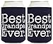 Funny Beer Coolie Best Grandpa Ever 2 Pack Can Coolies Navy