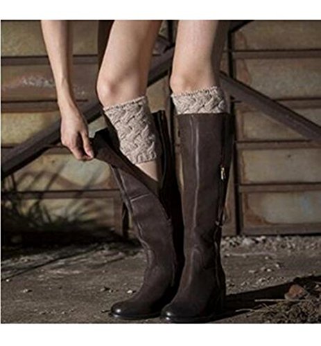 Jiuhexu 4 Pairs Women Winter Warm Crochet Knitted Boot Cuff Socks Short Leg Warmers (4 Pair-G) - Thumbnail 3