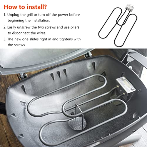 Unidanho Heating Element Replacement for Weber Q1400 526001 52020001 522801 522001 Electric Grill Smoker Parts BBQ 110V 1500W #65620#80342