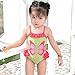 Saidi Girls One Piece Swimsuit Hollow-Out Butterfly Swimwear Yellow Pink