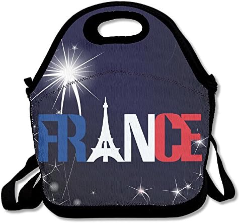 Lunch Tote Bag France Flag Eiffel Tower Lunch Bags 100% Polyester School Grocery Bags For Travel And Picnic Insulated Waterproof Lunch Box