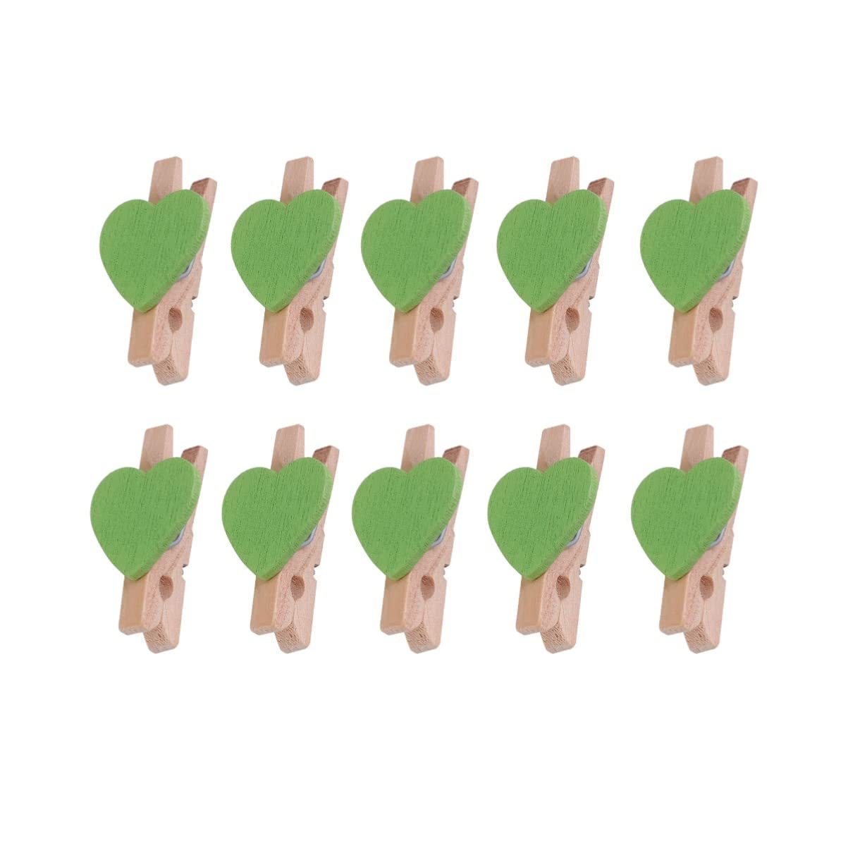 GALPADA Vintage Decor 50pcs Wooden Clothespins Mini Heart Photo Clips Decorative Clothespins Craft Peg Clips Wall Decoration for Photo Display Hanging Decor Green Decor