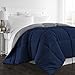 Beckham Hotel Collection Luxury Goose Down Alternative Reversible Comforter - Premium Hypoallergenic All Season Duvet - Full/Queen - Navy/Sleet