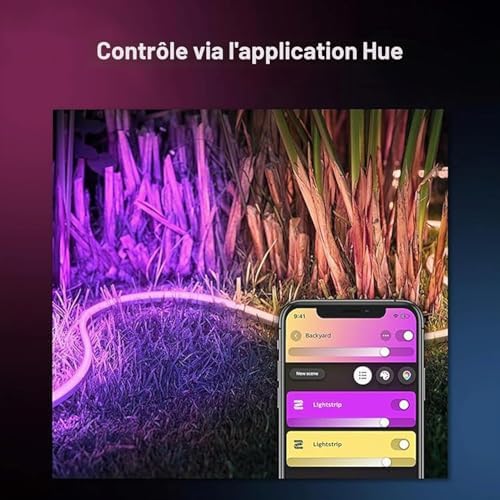 White & Color Ambiance Outdoor Lightstrip extérieur 5m, Ruban led extérieur compatible avec Alexa, Google Assistant et Apple Homekit, Bande led Hue modelable