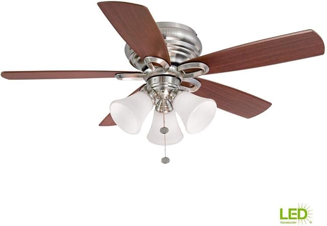 Hampton Bay Maris 44 In Led Indoor Brushed Nickel Ceiling Fan