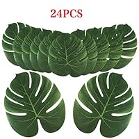 Aytai 24Pack Large Artificial Soft Tropical Palm Leaves for Hawaiian Luau Party Decoration, DIY Palm Leaf Place Mat Table Runner Wedding Table Decorations Jungle Party Supplies