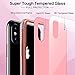JIDUO iPhone X Case 5.8 inch, Cute Glitter Girly Bling Diamond Bumper Protective Case with Tempered Glass Back Cover [Anti Fingerprint] for Girls Women (Pink)
