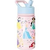 Simple Modern Kids Summit Water Bottle with Straw Lid | Disney Princess 14oz Stainless Steel Cup Insulated Tumbler for Girls, School | Princess Rainbows
