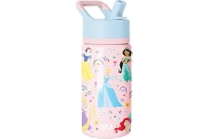 Simple Modern Disney Princesses Kids Water Bottle with Straw Lid | Reusable Insulated Stainless Steel Cup for Girls, School |