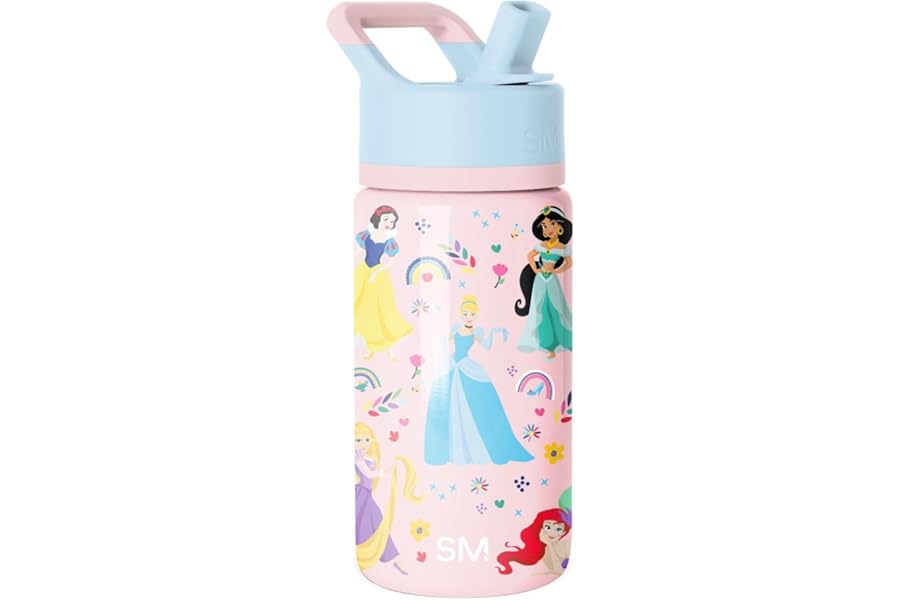 Simple Modern Kids Summit Water Bottle with Straw Lid | Disney Princess 14oz Stainless Steel Cup Insulated Tumbler for Girls, Book