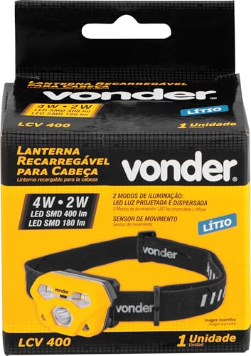 Vonder, Lanterna De Led Para Cabeça, Recarregável, Led Smd, Lcv 400.