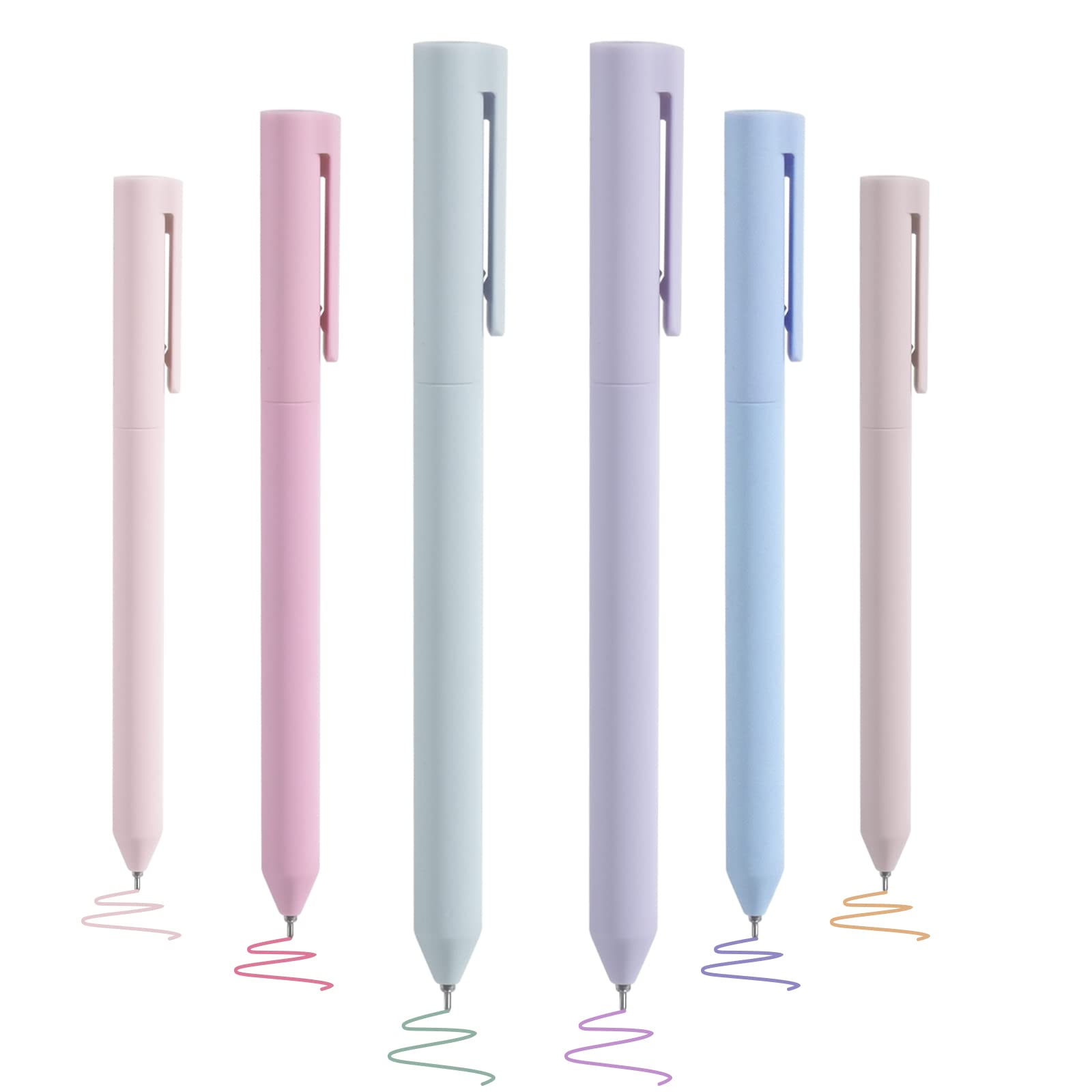 BAYTORY 6Pcs Colored Pens, Pastel Ink Colors, Quick Dry Ink Pen Fine Point 0.5mm Smooth Writing for School Supplies Journaling Notetaking Stationery