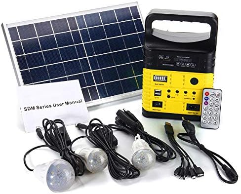 Anddoa 6W 6V Solar Panel Portable Solar AC Kit Solar Power System Camping Portable Generator with Bulbs - Yellow