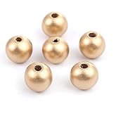 365 Metallic Gold Wood Beads Bulk 12mm Round Wood Bead with 2.6mm Hole