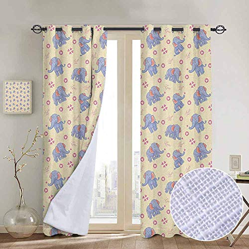 Nuomanan Bedroom Curtain Elephant Nursery Adorable Cartoon Funny