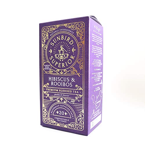 Sunbird Rooibos Hibiscus Rooibos | Roter Tee Blend mit Hibiscus | 20 kompostierbare Beutel | Rare Premium Rooibos | 100…
