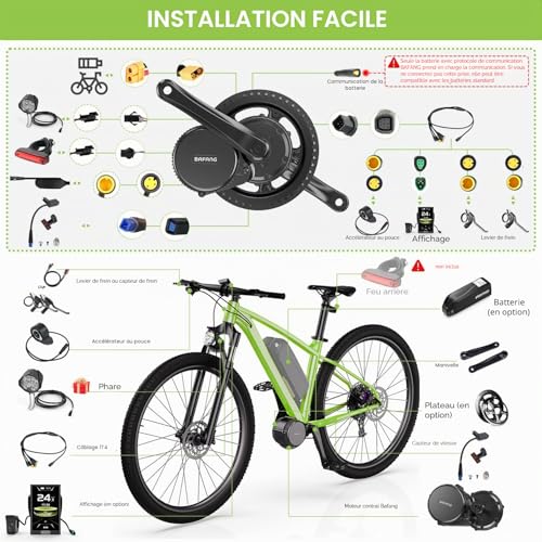 BAFANG Central Motor with Battery (Optional) - BBS02B BBS01B BBS-HD Electric Bike Conversion Kit 36V 48V 52V with LCD Display