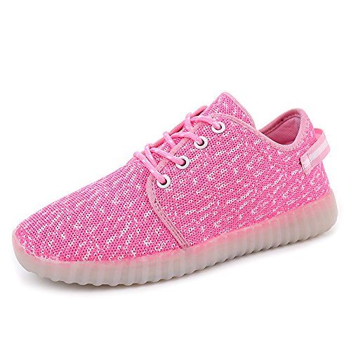 XZSPR Breathable LED 7 Colorful Light Up Shoes Flashing Sneakers for Kids Boys Girls (Little Kid/Big Kid),A3008,Pink,30