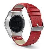 Gear S2 Classic Watch Band, MoKo Premium Soft Genuine Leather Crocodile Pattern Replacement Strap for Samsung Gear S2 Classic SM-R732 / R735 Version Smart Watch, RED (NOT FIT Gear S2 & Fit2)