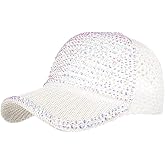 Women Men Studded Rhinestone Crystals Adjustable Ponytail Mesh Baseball Cap Shiny Bling Casual Sports Cap Breathable Sun Hat