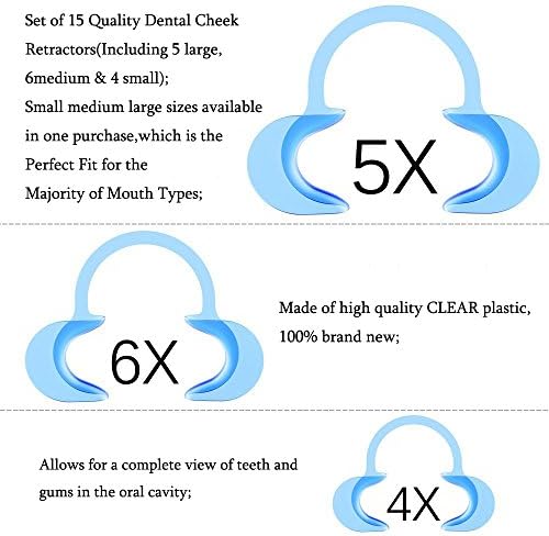 15 Pack Dental Cheek Retractor (3 Sizes) Teeth Whitening Intraoral Lip Mouth Opener for Speak Out Game and Watch Ya Mouth C-SHAPE, Best for Adults and kids Lipless Game gift