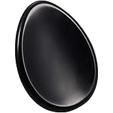 SUNYIK Handcarved Thumb Worry Stone, Polished Palm Pocket Stones Healing Crystals, Teardrop Black Obsidian