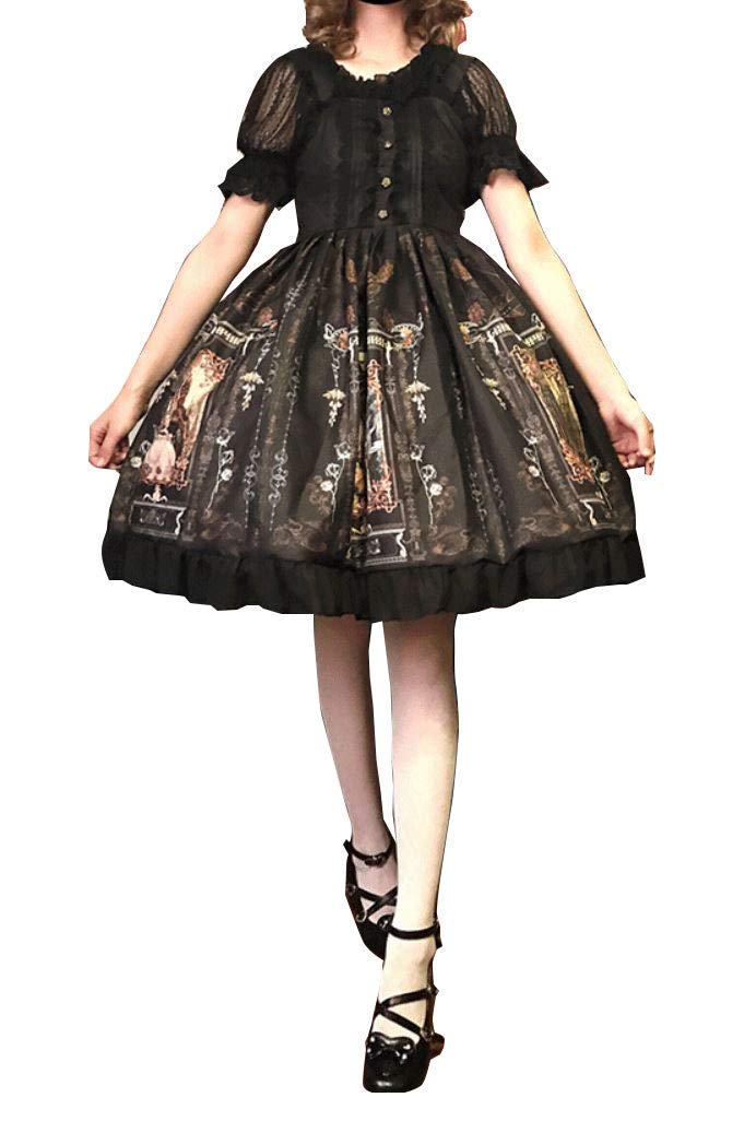 Nite closet Lolita Dress for Women Black Sweet Gothic Vintage Cosplay