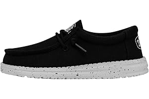 Hey Dude Wally Youth Slub Canvas | Youth Loafers | Kids Slip On Shoes | Comfortable & Light-Weight
